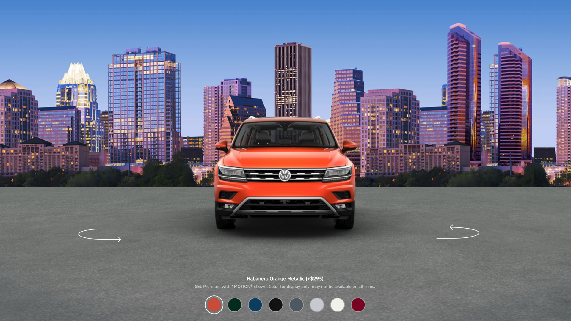 Volkswagen configurator - interactive car selector interface