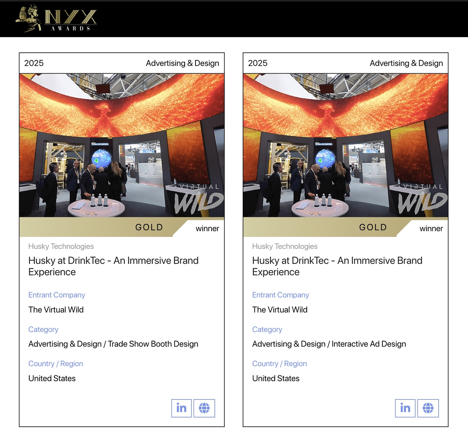 Husky project NYX Awards recognition for trade show booth and interactive ad design