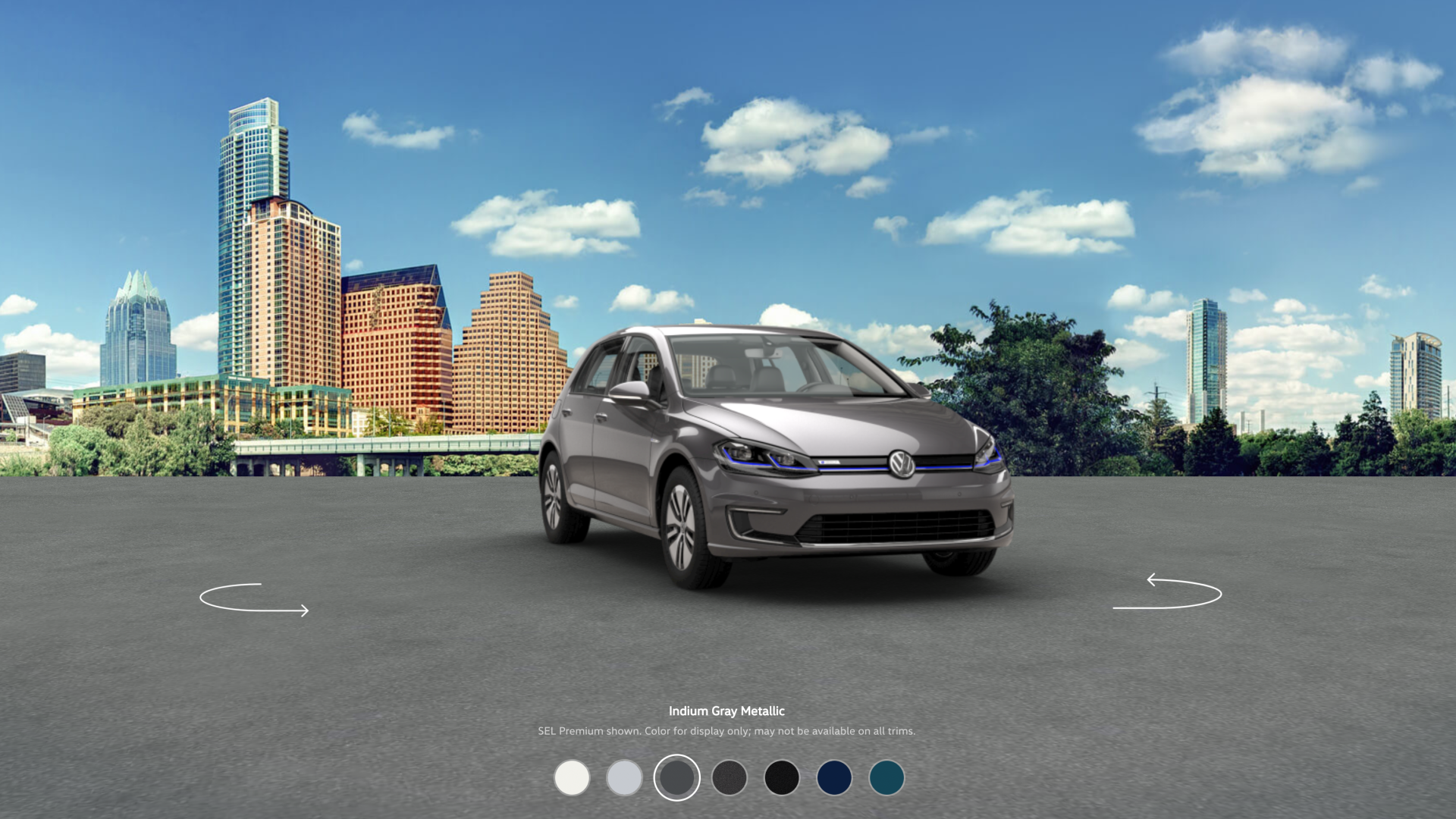 Volkswagen vehicle selector - gray hatchback city environment